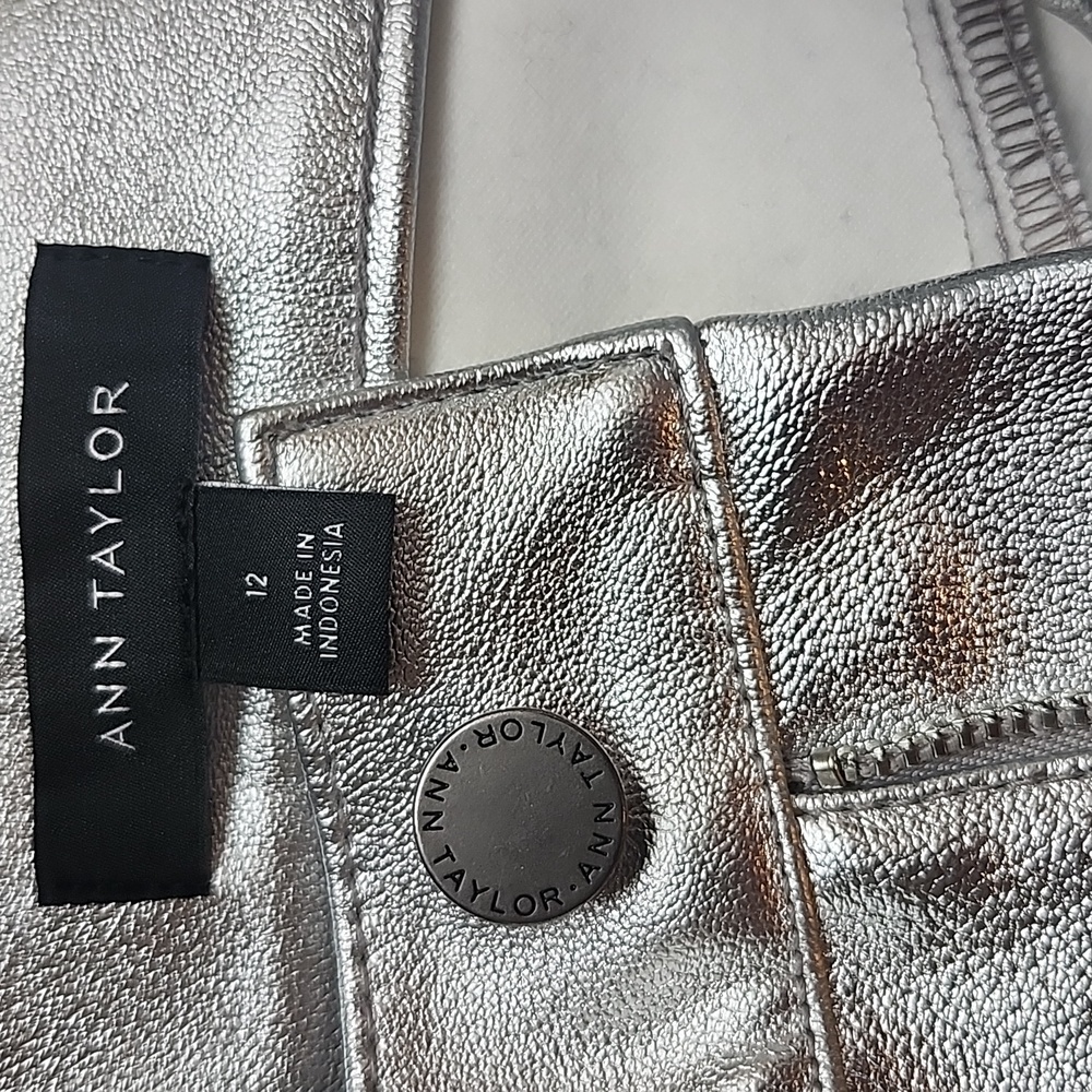 Ann Taylor | Shimmering Silver Jeans Size 12 - Picture 2 of 9